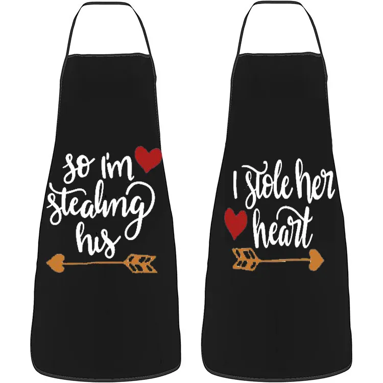 2 pièces deux tabliers pour les amoureux tablier en Polyester cuisine tabliers de cuisine cadeau de saint valentin Couples femmes hommes Chef cadeaux pour outils de cuisine de la saint valentin