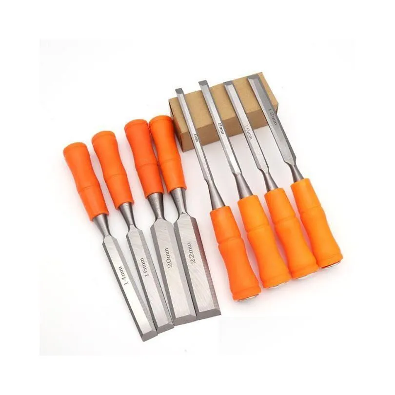 Set di utensili manuali professionali Alta qualità 8 pezzi / set Scalpelli per la lavorazione del legno Indurenti Strumenti di carpenteria fai da te Intaglio del legno Scalpello piatto scolpito D Ot6Yb