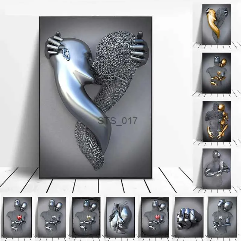 Schilderijen Metalen Figuur Standbeeld Romantische Muur Kunst Abstract Canvas Schilderij Hobbyist Sculptuur Poster Woonkamer Home Decoratie