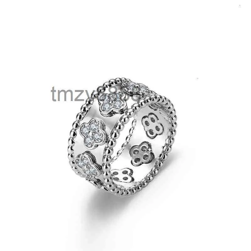 Anello Van Clover Anelli Placcato oro 4/quattro foglie Stile moda Pieno di diamanti Classico Designer di gioielli Caleidoscopio per le donne Matrimonio con scatola HR4Y