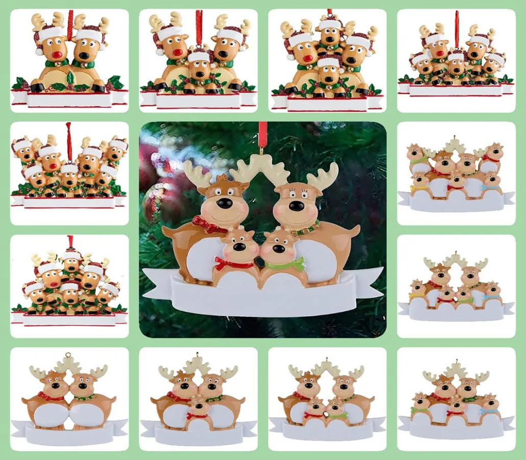 Kerst Rendier Ornamenten Kerstbomen Hars Aangepaste DIY Naam Familie van 3 5 Cadeau Hang Decoraties Hanger Thuis Decro8984069