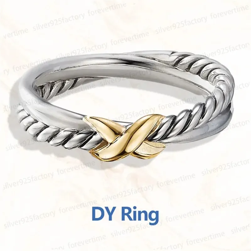 Anel de casamento com diamante DY de venda quente para mulheres 925 prata fashion designer de luxo banhado a ouro 18k joias presente de festa para homens anel de banda de personalidade clássica