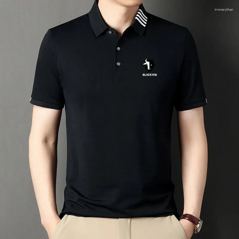 Men's Polos Top Grade Seamless Brand Summer BLACK YAK Casual Turn Down Collar Polo Shirt Simple Short Sleeve Tops Fashions Clothes Men