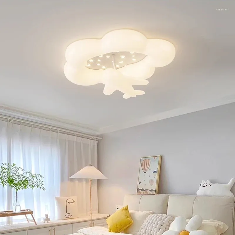 Plafoniere moderne per bambini, LED, cielo stellato, nuvole, luce dell'aeroplano, calde e romantiche, lampade per camera da letto per ragazzi e ragazze