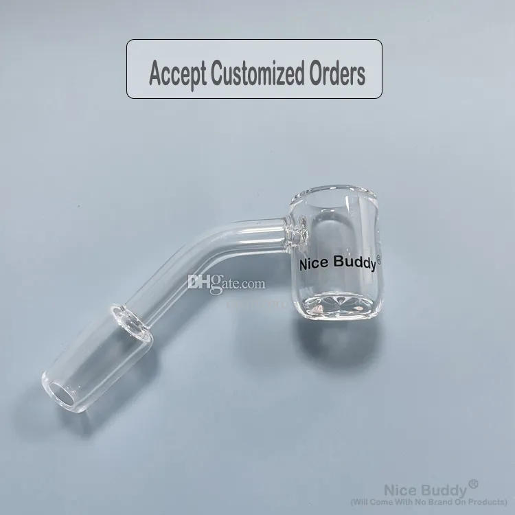 4mm Thick Dab Rig Attachment Nail 20mm OD Flat Top Quartz Bucket Banger - 14mm Male Joint / 45 90 Degree Nice Buddy Oil Burner Banger