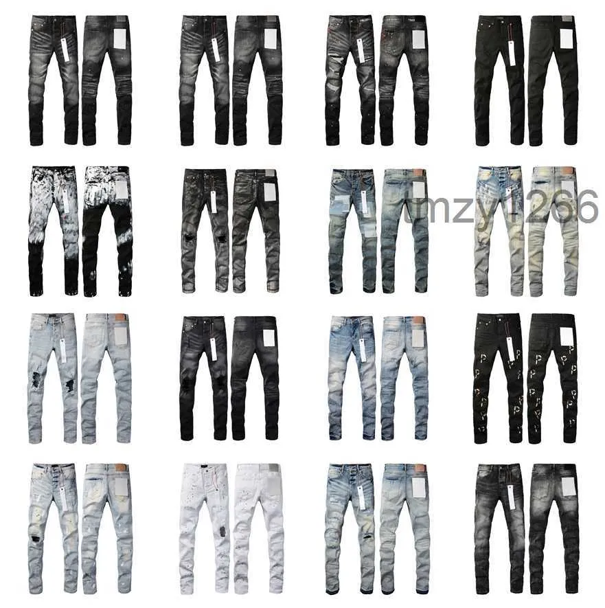 2024 Hot Purple Jeans Designer Mens Jean Ksubi Ripped High Street Bra nd Patch Hole denim Straight Fashion Streetwear Silm 18wv