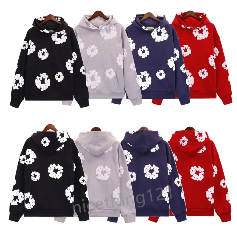 Designer de haute qualité Sweat à capuche noir deim larme à capuche le coton rey bleu hommes à capuche Kapok imprimé pull de jogging décontracté américain