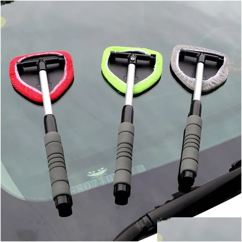 Brush Car Wind Cleaning Kit Window Cleaner With Extendable Handle Washable Reusable Microfiber Cloth Pad Head Glass Wiper Drop Deliver Ot3Wb