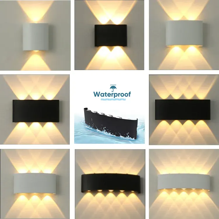 IP65 LED Outdoor Wall Lamp Waterproof Garden Lighting Aluminum AC85-265 Indoor Bedroom Living Room Stairs Wall Light LL