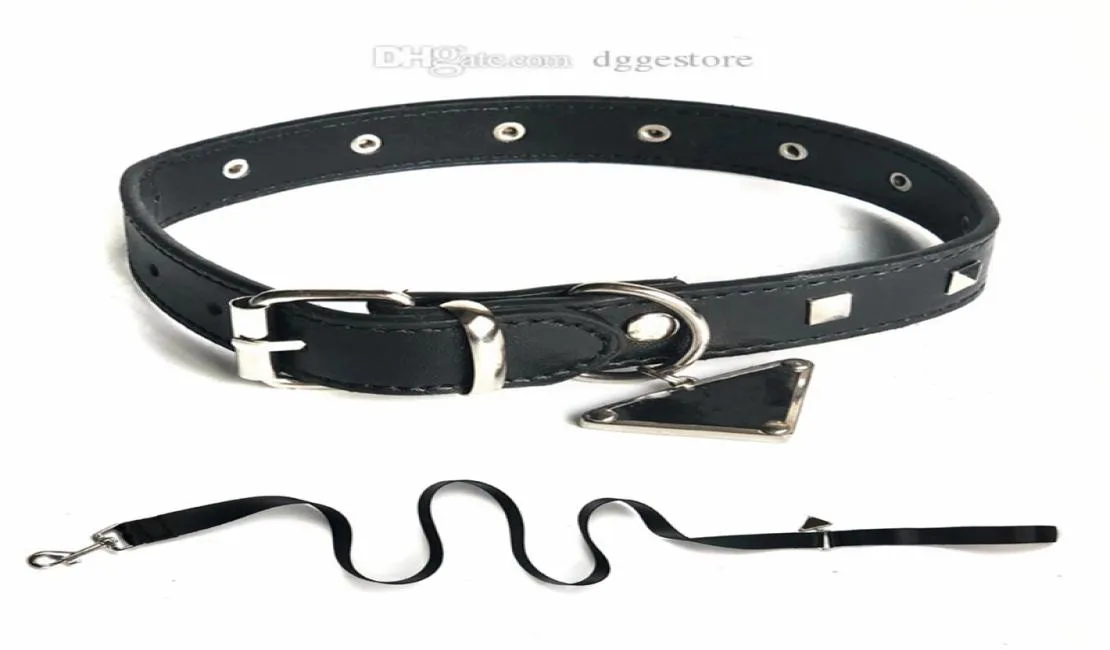 Designer-Hundehalsband-Leinen-Set mit umgekehrt dreieckigem Metallanhänger, klassisches Leder-Haustierhalsband für kleine, mittelgroße und große Hunde, Bulldogge, P8264193