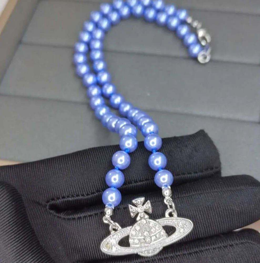 gargantilla vivianeism westwoodism collar Clásico Azul Perla Saturno Collar para Mujeres con Grado Sentido Saturno Extraordinario 2555