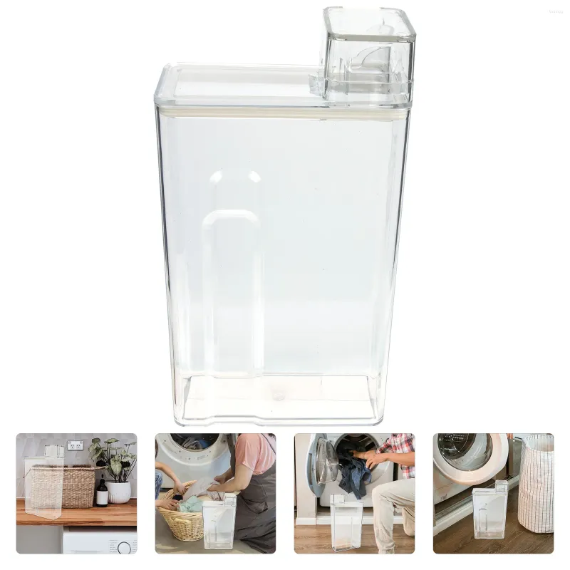 Liquid Soap Dispenser Laundry Detergent Storage Box Clear Plastic Organizer Refillable Lotion Holder Washing Powder