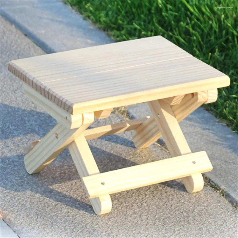 Camp Furniture Wooden Folding Stool Kids Chair Solid Portable Household Wood Fishing Small Bench Square