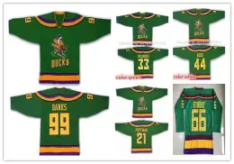 Stitched Vintage Anaheim''Hockey''Ducks''Movie 33 Greg Goldberg 44 Fulton Reed 99 Adam Banks 21 Dean Portman 66 Bombay 9 Kariya Jerseys Green