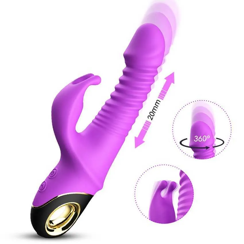 Sex Vibrates For Women Toys New Telescopic Rocking Rabbit Head Vibrator Magnetic Suction Charging Womens Fun Adult Products 231129
