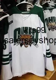 Custom Men`s Ohio Bobcats #16 hartman #11 harris #10 lubin hockey jerseys mens stitched college jersey