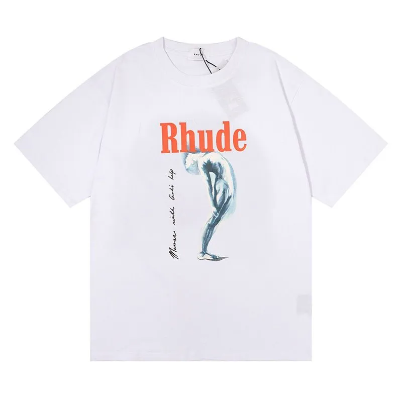 RHデザイナーメンズrhude刺繍Tシャツ夏のメンズトップスレターポロスシャツレディースTシャツ
