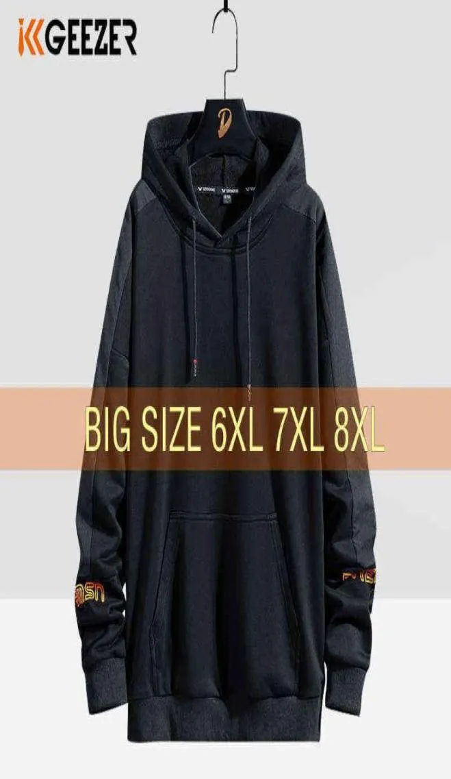 Mężczyzn Bluzy 68 bawełniane bluzy 5xl 6xl 7xl 8xl 8xl w rozmiarze streetwearu z kapturem sportowa odzież męska czarna czarna 2020 wiosenna jesienna hip hop W29561807