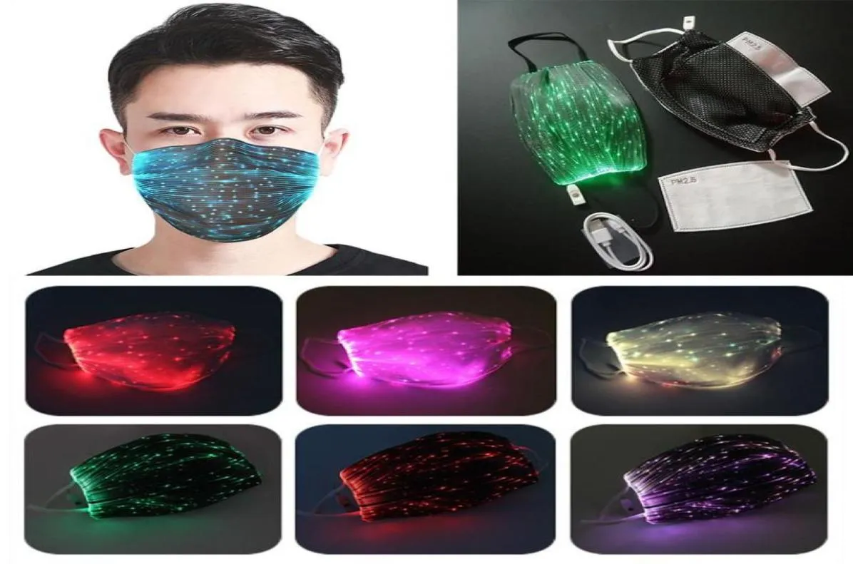 Fashion Glowing Mask With PM25 Filter 7 Colors Luminous LED Face Masks for Christmas Party Festival Masquerade Rave Mask8026379