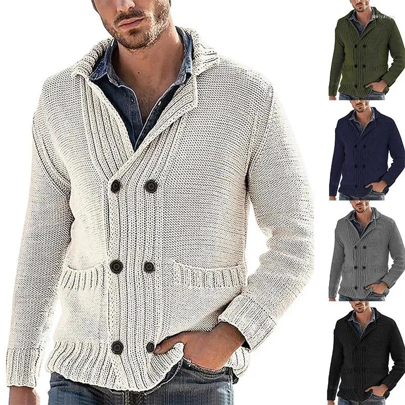 남자 스웨터 니트 스웨터 재킷 캐주얼 패션 긴 슬리브 옷깃 단색 가디건 따뜻함