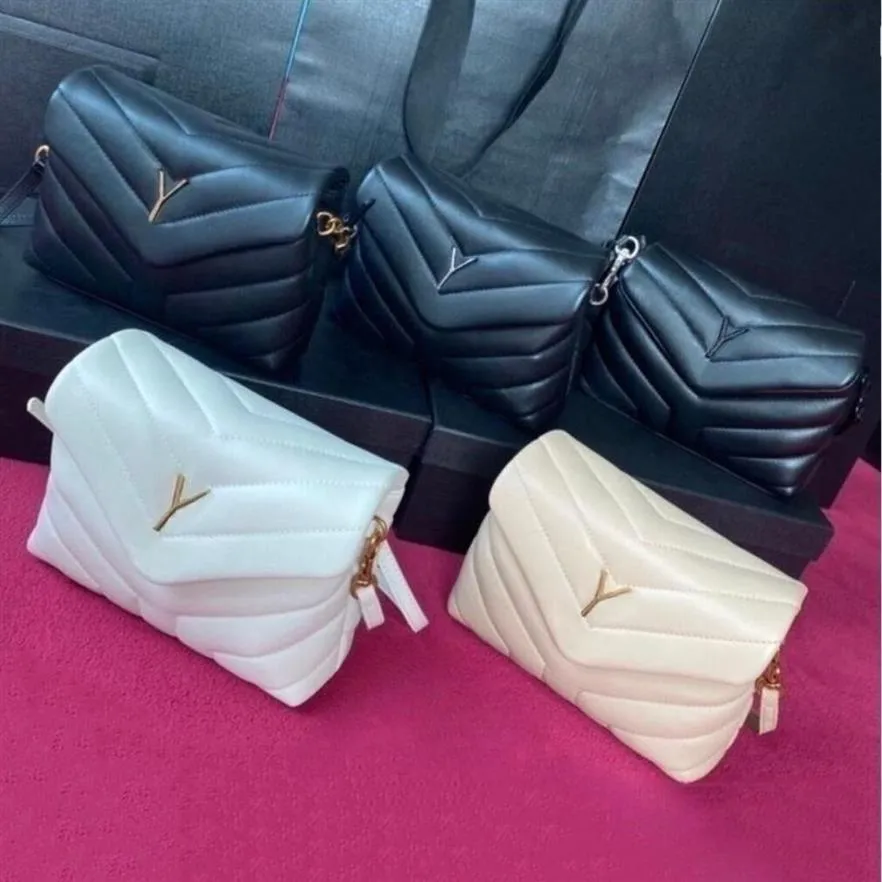 Loulou Puffer Tasarımcı Çanta Kapitone Y Deri Omuz Çantaları Tasarımcı Kadın Çanta Oyuncak Kuzu Hal Crossbody Siyah Zincir Bag2553