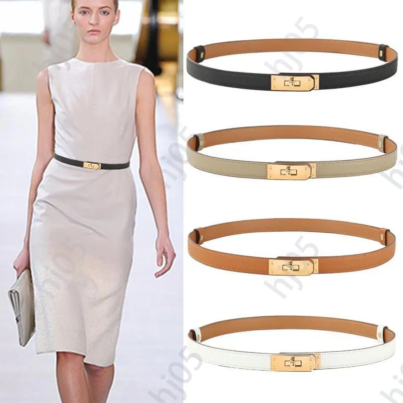 Ceinture habillée pour femmes designer ceintures de luxe étroites et silencieuses orange noir simple ceinture gracieuse pour robes fine petite boucle en métal ceinture de créateur en cuir lisse