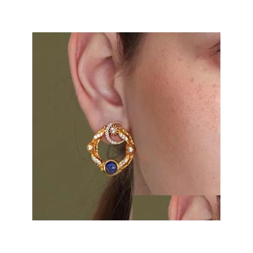 Dingle ljuskrona botiega moon sunformade örhängen designer studs för kvinna guld pläterad 18k diamant högsta motkvalitet klassi dhwht