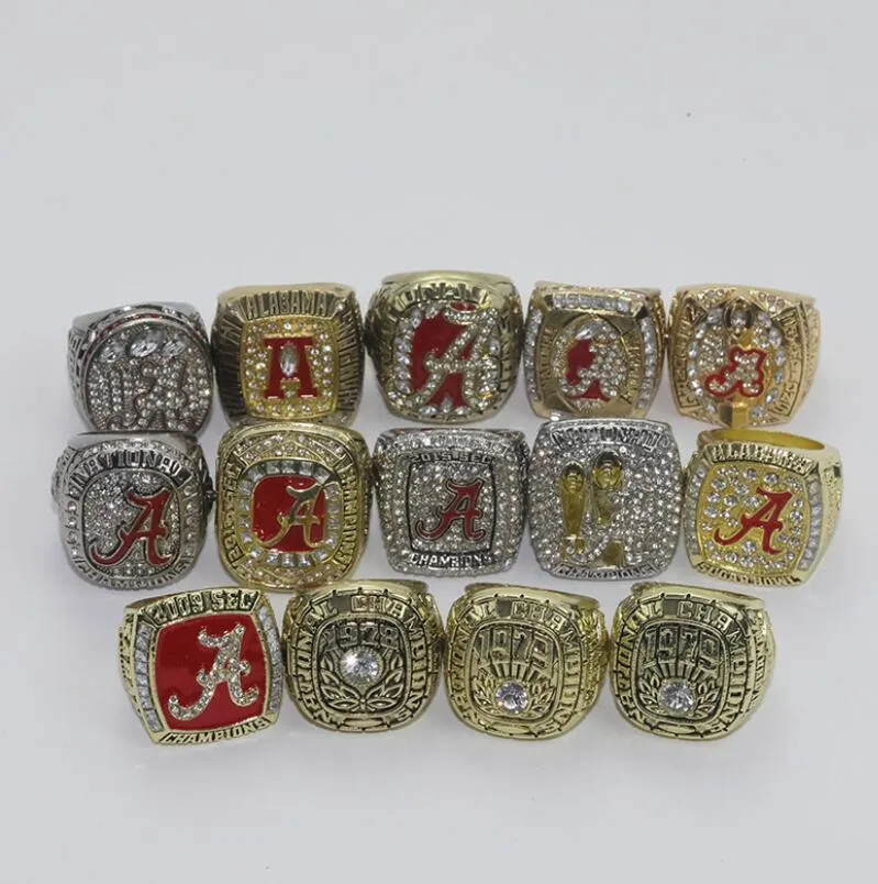 14 stuks Alabama Crimson Roll Tide National American Football Championship Ring Set Souvenir Mannen Fan Gift Groothandel Drop Delivery Dhyun