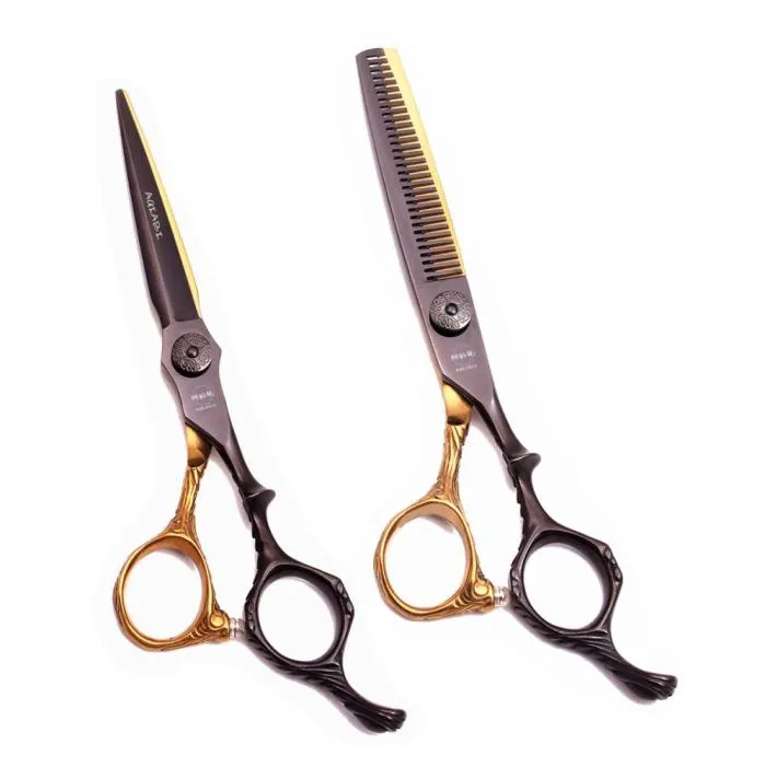 Tesoura de corte de cabelo profissional 55quot 6quot japão 440c aqiabi barbeiro tesouras de cabeleireiro beleza conjunto de corte de cabelo 6191836