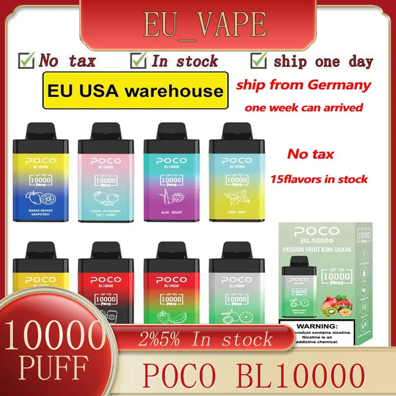 Originale Poco BL10000puff monouso Vape 10000puffs sigaretta elettronica Vape Pen ricaricabile flusso d'aria regolabile 20ML 15 Flaovrs Spedizione dal magazzino EU USA