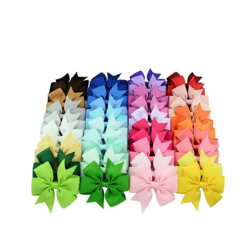 40 ألوان الفتيات الأطفال Grosgrain Ribbon Big Bowknot Hair Clip Toddler Barge Boutique Cheer Bow Bow Barrettes Hairpins Hair Assories BJ