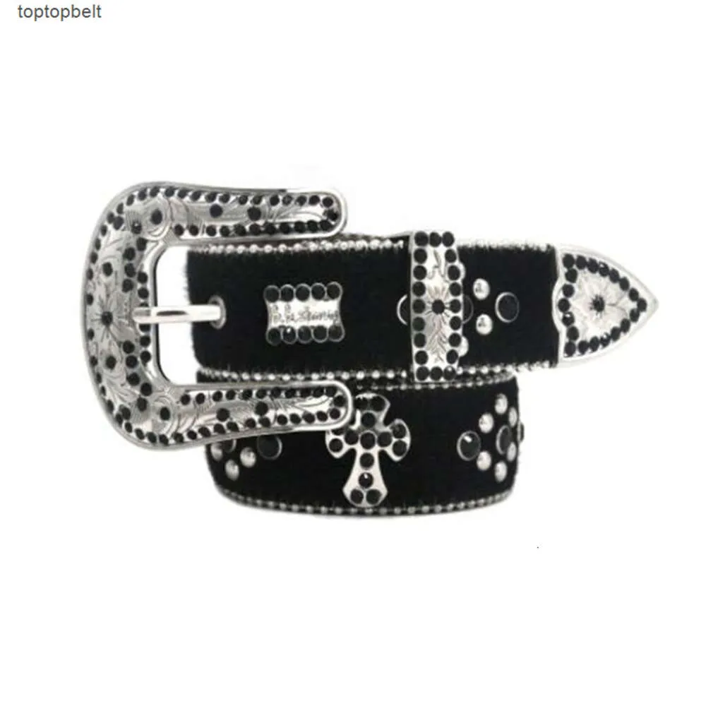 2023 Designerbälten BB Belt Simon för Owen Men Kvinnor Fashion Shiny Skull Kor Diamond Belt Gold Big Rhinestones Multicolour 20 Styles Smooth Big Buckle Real Classi 5a