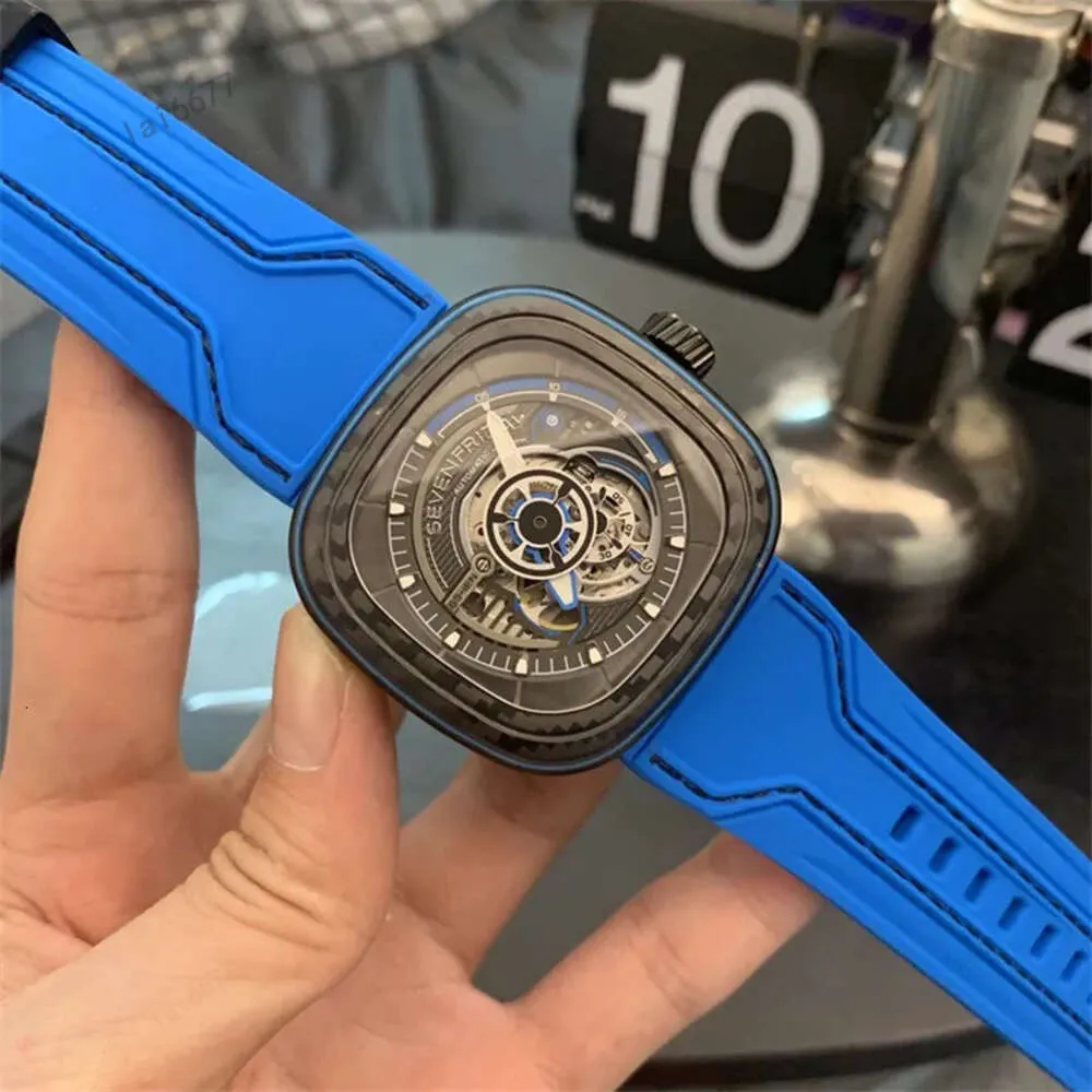 SevenFriday Mens Watches Automatic Mechanical 40mm Watch 904l Rostfritt stål Blue Black Ceramic Sapphire Glass Super Luminous Arvurs Montre de Luxe Gifts