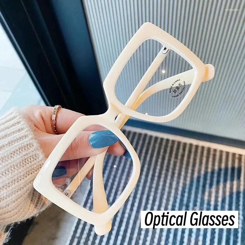 Zonnebril 2024 Vierkante Effen Bril Voor Vrouwen Vintage Blauw Licht Blokkeren Brillen Optische Bril Vision Care Brillen