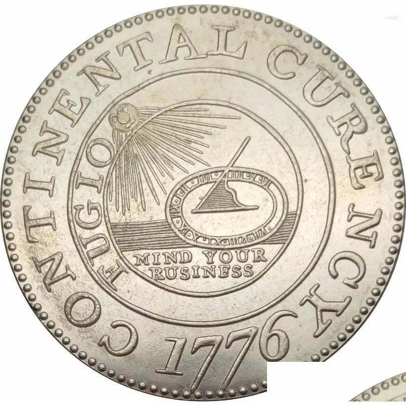 Arts and Crafts Stany Zjednoczone 1 dolar Waluta kontynentalna 1776 mosiężna plastrowana kopia monety upuszcza dostawa domowych prezentów ogrodowych OTU0D