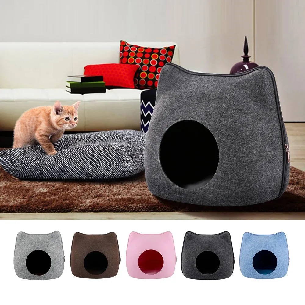 Nośnik piesek kota łóżko śpiwór śpiwory filc tkanina domowa gniazdo kota koszyka z matą poduszkową dla kotów Zwierzęta
