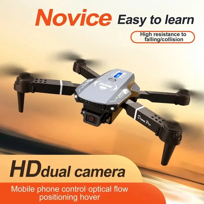 Novo drone quadricóptero E88 RC com design dobrável e bolsa de armazenamento gratuita, câmeras duplas Altitude Hold, conectividade WIFI FPV, modo sem cabeça 3D flips