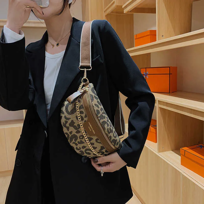 Waist Bags Explosive Bbao Leopard Pattern Chest Bag Single Shoulder Bag Women's New Trendy and Fashionable Plaid Crossbody Waist Bag