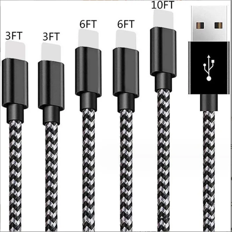 Micro /type c USB Cables Data Sync Charging Lead For SamsungS21 s20 S10 Note21 Ultra 1M 3FT/2M 6FT/ 3M 10 FT For Android Iphone