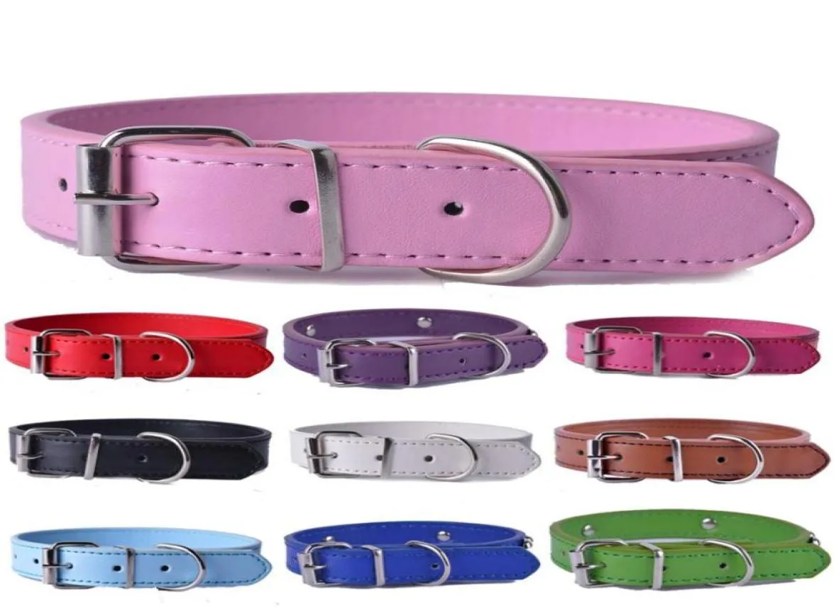 Dog Collars Leashes 10pcslot Mixed Colors Pu Leather Cat Adjustable Pet Puppy Neck Strap For Small Dogs Big Collar Size XS3583301