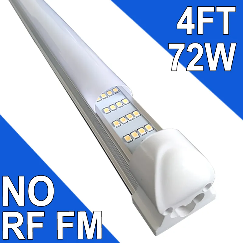 Luminária integrada LED T8 4 pés 72W luz de loja LED conectável, luz de teto LED e luz sob o gabinete, para refrigerador, garagem, DROP SHIP NO-RF RM, capa leitosa 25 pack usastock