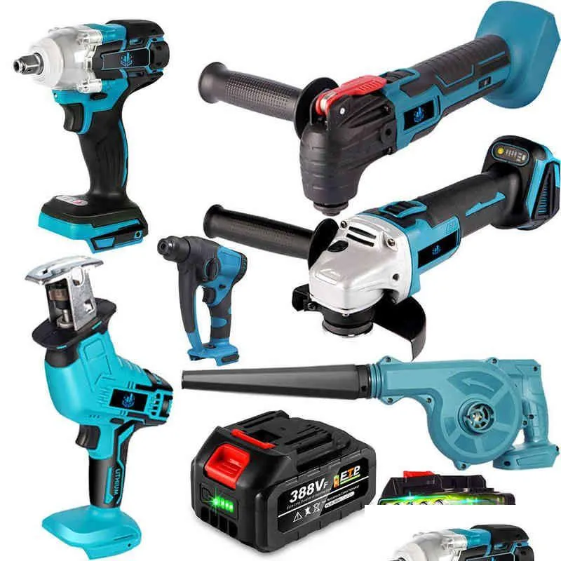 Power Tool Sets Brushless Electric Impact Wrench /Angle Grinder/ Hammer/Electric Blower/Reciprocating Chain Saw Series Bare Tools Drop Otzvn