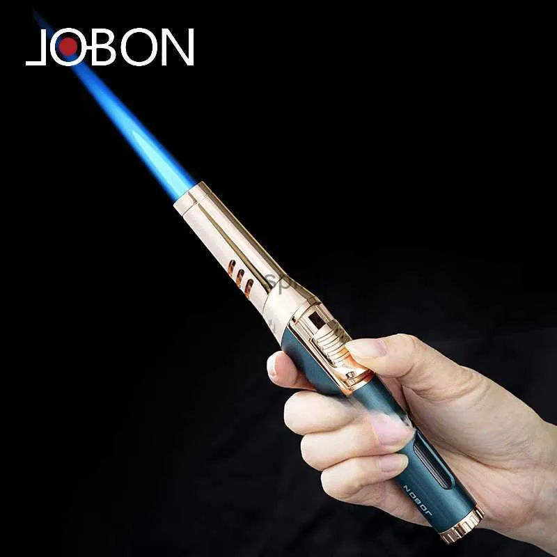 Tändare Ny Jobon Metal Outdoor Windproect Gas Lighter 360 Tändning Blue Flame Torch Jet Tänds Gun Barbecue Kitchen Welding Tool YQ240124