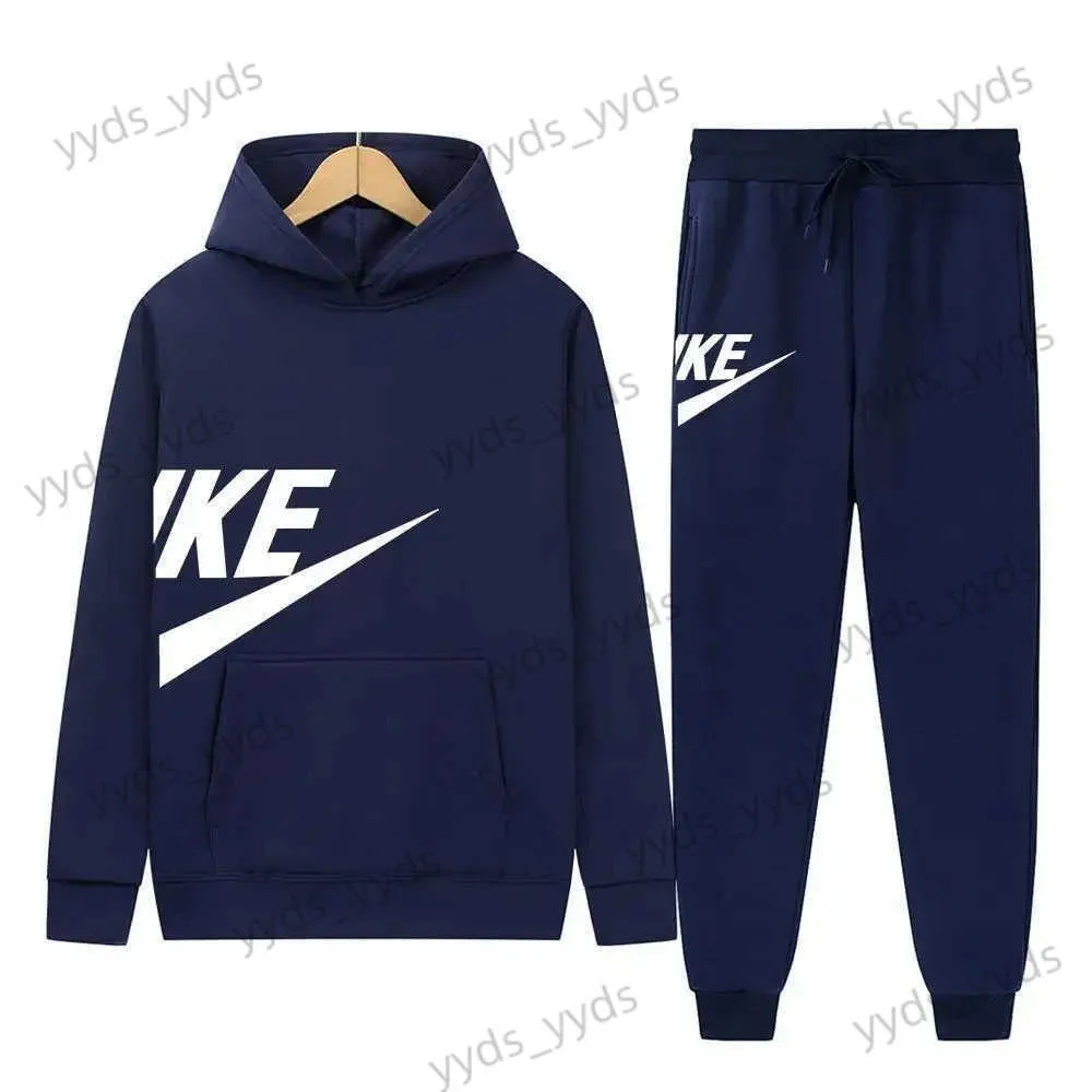 Herren-Trainingsanzüge, Baumwolle, Herbst/Winter-Hoodie-Sets, Sportbekleidung, zweiteiliges Sweatshirt + Jogginghose für Herren, Sportbekleidung, Kapuzenpullover, lässige Fleece-Herrenbekleidung, T240124