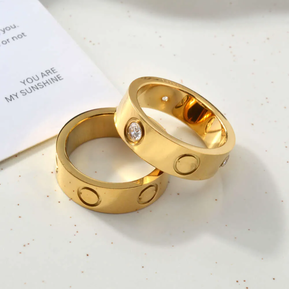 Aanslagvrije bandring roestvrij staal paar ringen 18k vergulde waterbestendige unisex vingerring dames