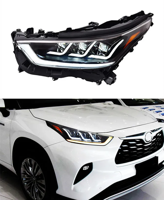 Phare LED pour Toyota Highlander, phare de jour, clignotant, double faisceau, lentille de voiture, 2021 – 2022