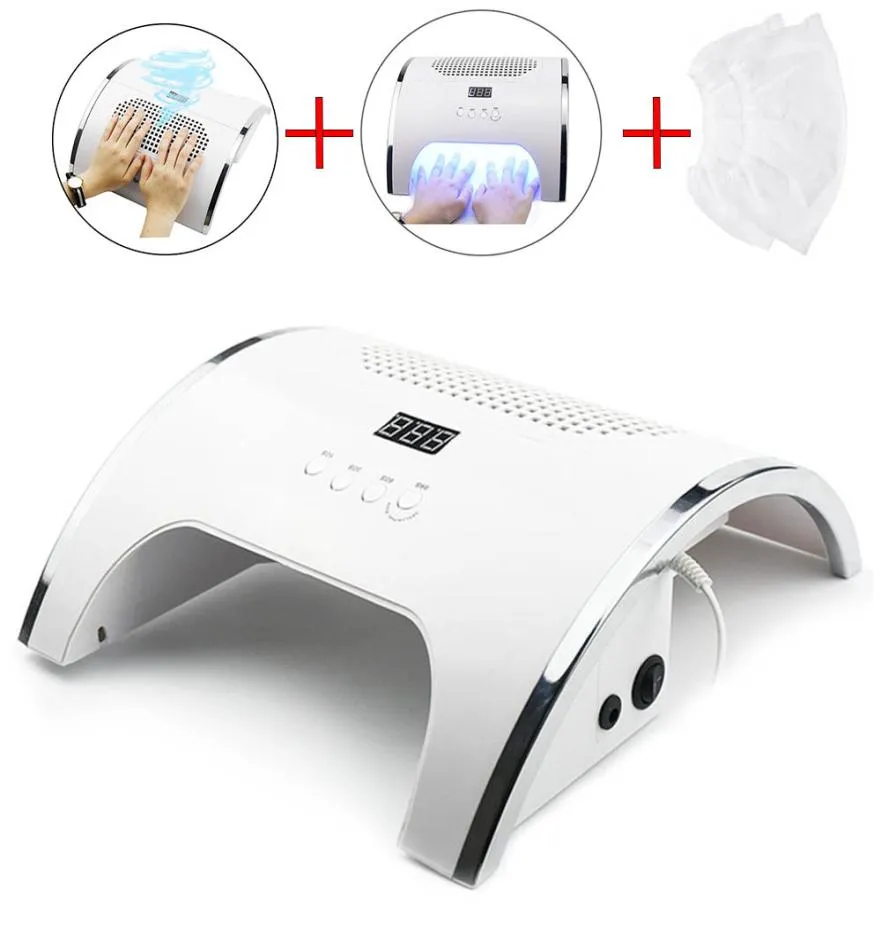 80W Strong Power Nail Lamp Nail Dust Collector Two in One Art Salon Lamp och Collector Dacuum Cleaner Manicure Tools9227571