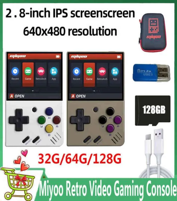 Miyoo Mini Console de jeu vidéo rétro portable 28 pouces IPS écran poche Consoles de jeu pour FC GBA PS H2204263478077