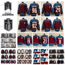 2022  Cup Champions 29 Nathan MacKinnon Hockey''''Jerseys 92 Gabriel Landeskog 96 Mikko Rantanen 8 Cale Makar 19 Joe Sakic 21 Peter