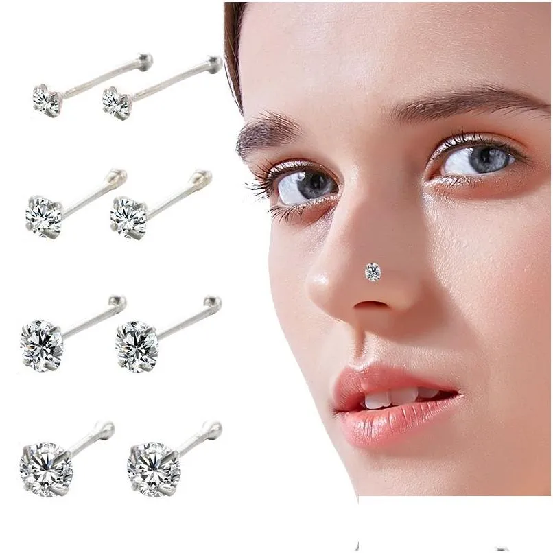 Autre maquillage S925 Sterling Sier nasal Nasal Puncture Nasing Ring Studs Drop Livrot Health Beauty Otnwc